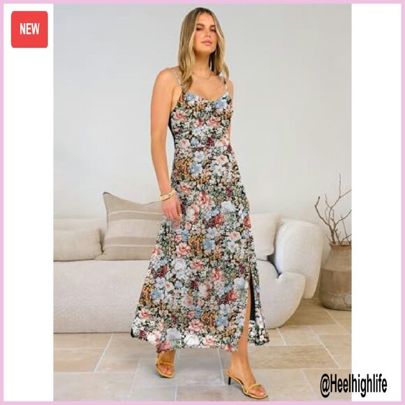 Summer Maxi Dress Formal Mesh Split Spaghetti Strap Wedding Guest Party Beach - Picture 6 of 8